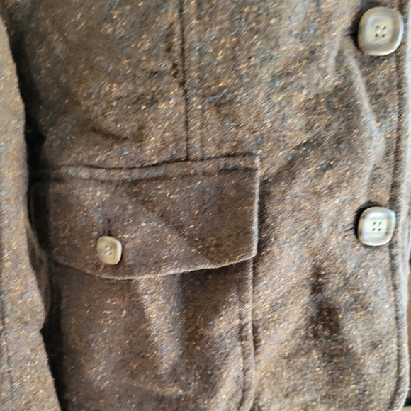 LL Bean brown speckled tweed wool blend blazer S-Petite - Picture 4 of 9